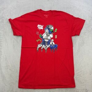 3Forty Inc T Shirt Mens Medium Red Pay Up Money Bear Graphic Streetwear Hustle